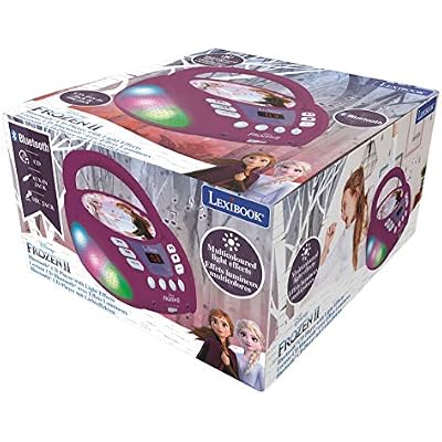 LEXiBOOK - Disney Frozen 2 - Bluetooth CD Player for Kids Portable, Multicoloured Light Effects, Microphone Jack, Aux-in Jack, AC or Battery-Operated, Girls, Boys, Violet, RCD109FZ