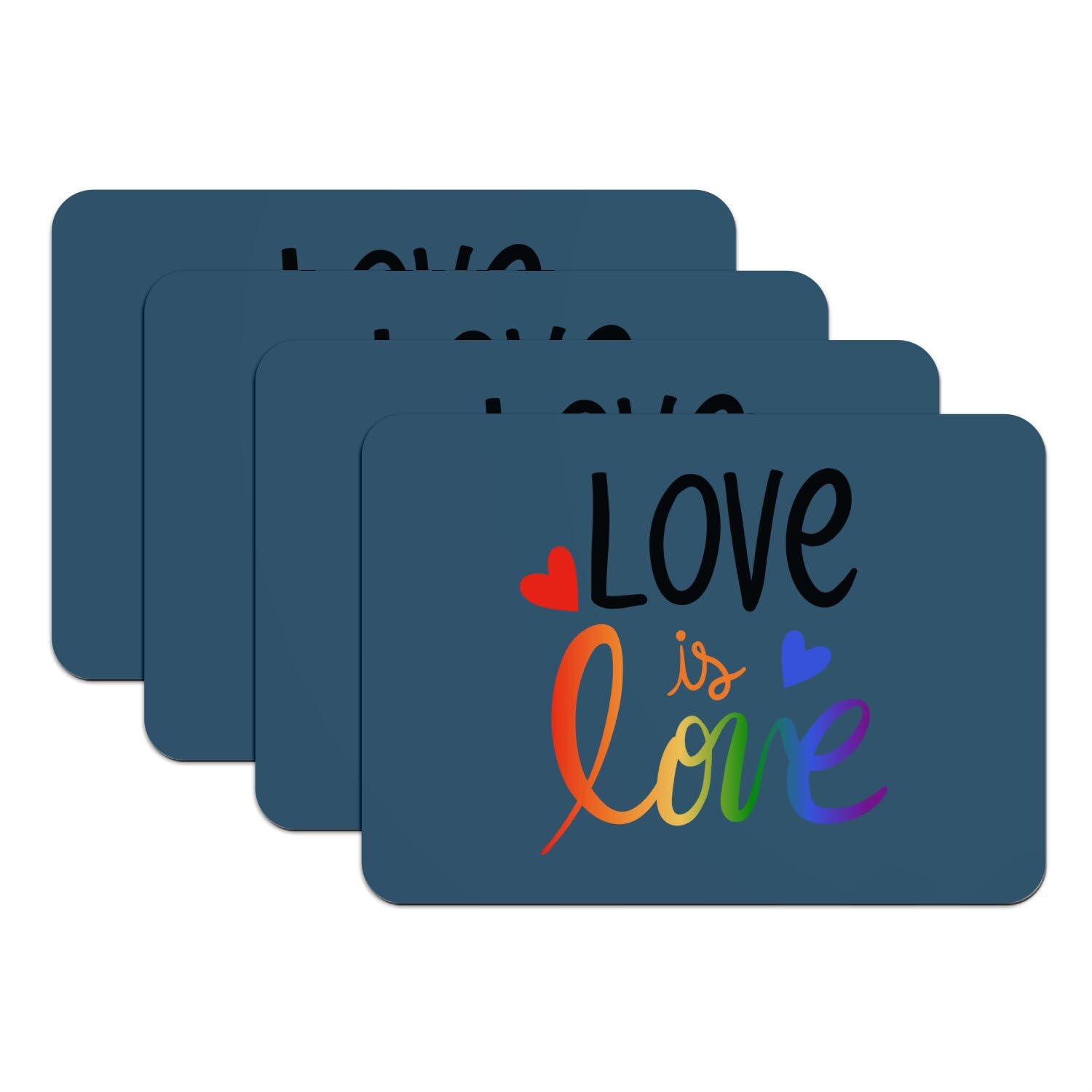 Set de table antidérapant bleu Love is Love pour protéger votre bois
