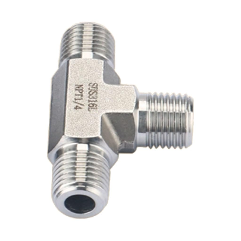 316L Stainless Steel Forged Tee Connector - 1/8inch, 1/4inch, 3/8inch, 1/2inch NPT Male Female Pipe Fitting(1/8inch Male)
