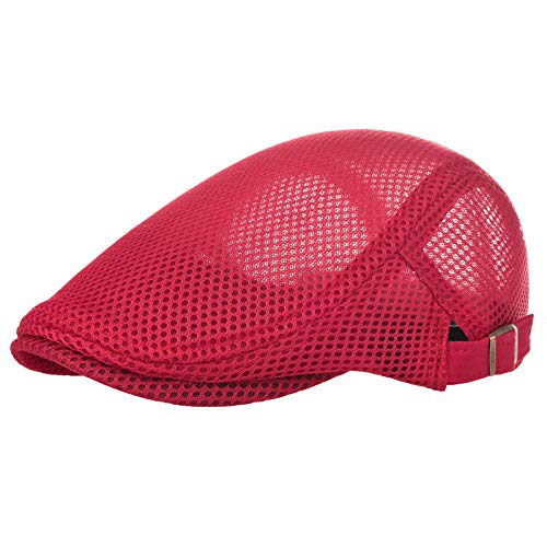 Image of VOBOOM Men Breathable Mesh Summer Hat Adjustable Newsboy Beret Ivy Cabbie Flat Cap