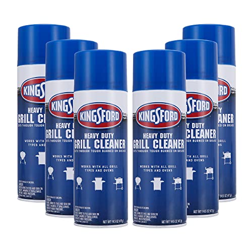 Kingsford Heavy Duty Foaming Grill Cleaner Spray, BBQ Degreaser for Charcoal & Gas Grills, Cuts Grease, Burnt-On Food & Grime, Easy Spray-On Foam for Grill Grates & Surfaces, Aerosol, 14.5 Oz - 6 Pack
