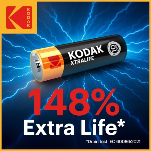 Image of KODAK AA Alkaline Batteries (24 Pack) Double A Battery, LR6, 1.5V | 10-Year Shelf Life, Advanced Leak-Resistant Design, High & Low Drain Devices, 148% Extra Life