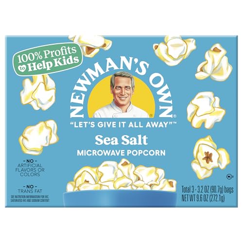 Newman's Own Microwave Popcorn, Sea Salt, 9.6-oz. (Pack of 12)
