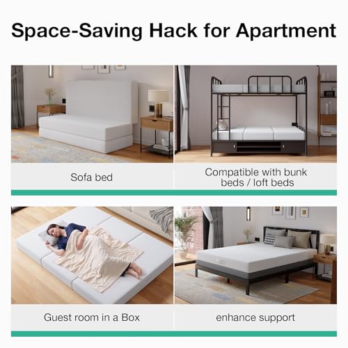 Novilla Foldable Mattress Queen | 6 inch Folding Mattress Floor Sofa | Trifold Mattress Suitable for Murphy Bed, Day Bed, Camping, RV | High Support | Certified Material | 80"x60"x6" by Novilla - Image 7