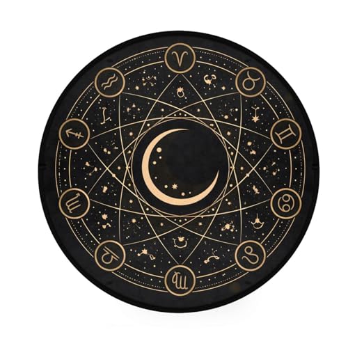 Alaza Zodiac Sign Geometric Round Rug 3ft Diameter