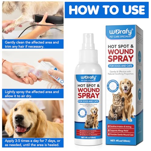 CiAIplw Haustier Wundspray, Wundpflege für Hunde & Katzen, Regeneration der Haut bei Wunden, Entzündungen und Irritationen, Narben- und Wundspray gegen Juckreiz & Kratzen, 120ML