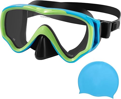 Miniatura 12 de Máscara de buceo para niños, gafas de natación antivaho y antifugas, gafas de esnórquel, impermeable, duradera, máscara de vidrio templado para Set