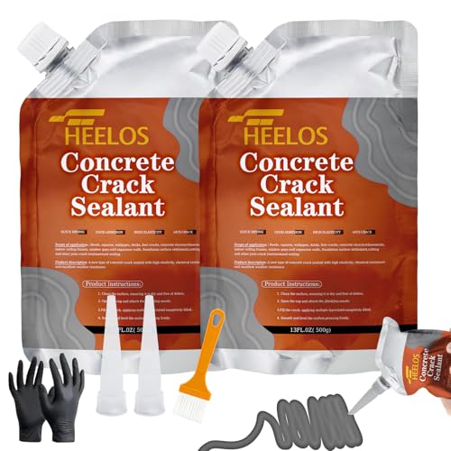 Concrete Crack Filler,Cement Crack Sealant, High Elasticity Crack Filler Repair Sealer, Self Leveling Waterproof Caulking Glue Sealing Adhesive for Concrete (Grey，2 Pack)