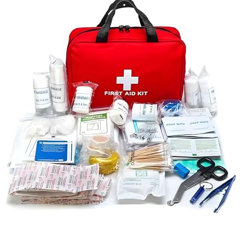 Gokemuak Trousse de Secours 170 Pièces, Trousse à Pharmacie Voyage Avec Couverture de Survie, Bandage, Pansement, Gaze, Sifflet, Trousse Premier Secours pour...