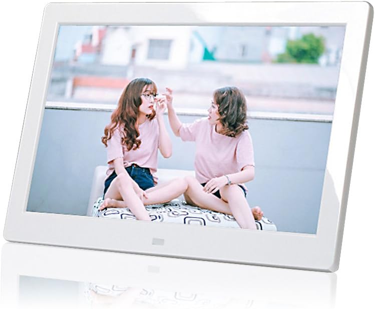 PF8050IPS 8inch IPS Panel Digital Photo Frame High Resolution - Photo, Music, Video, Clock, Electronic Calendar Functions (White)