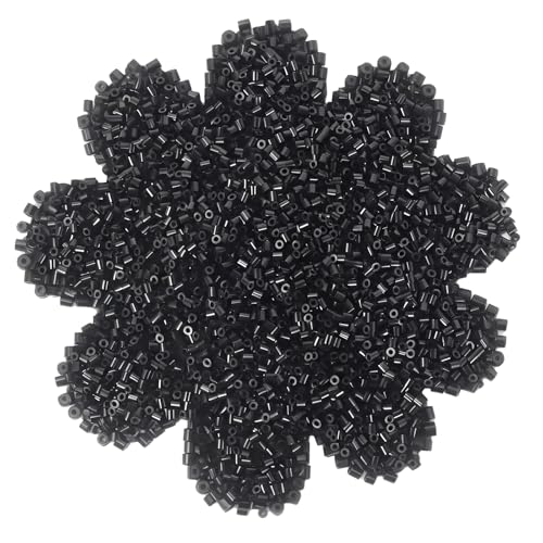 Uloryce 11000PCS 5mm Fuse Beads Bulk Refill Melty Iron Beads for DIY Crafts Pixel Art Pegboard Beads for Keychains Decorations & Craft Projects (Black)
