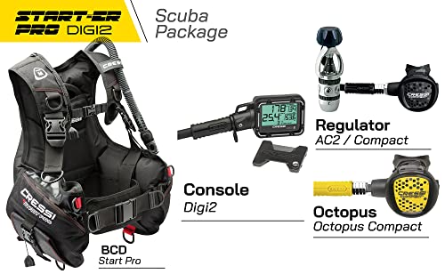 Cressi Start-er Pro Digi2 Package, Black, XL