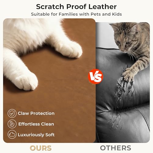 Image of SITJOY Pet Friendly Leather Power Recliner Chair, Zero Wall Hugger RV Recliners with Power Headrest, Charging Ports, Side Pockets, Down-Filled, Scratch Resistant Waterproof Faux Leather in Brown