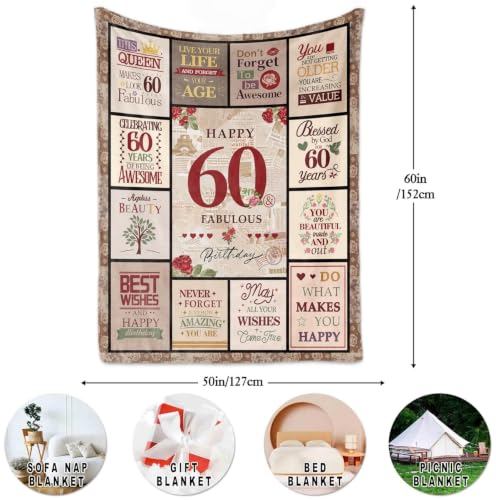 Couverture anniversaire 60 ans femme plaid canapé salon maman amie - 8