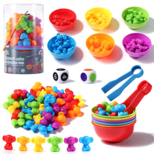 Oderra Giochi, Montessori Educativo, conteggio Combinazione, Dadi e Clip per Imparare a Contare i Colori Abilità...