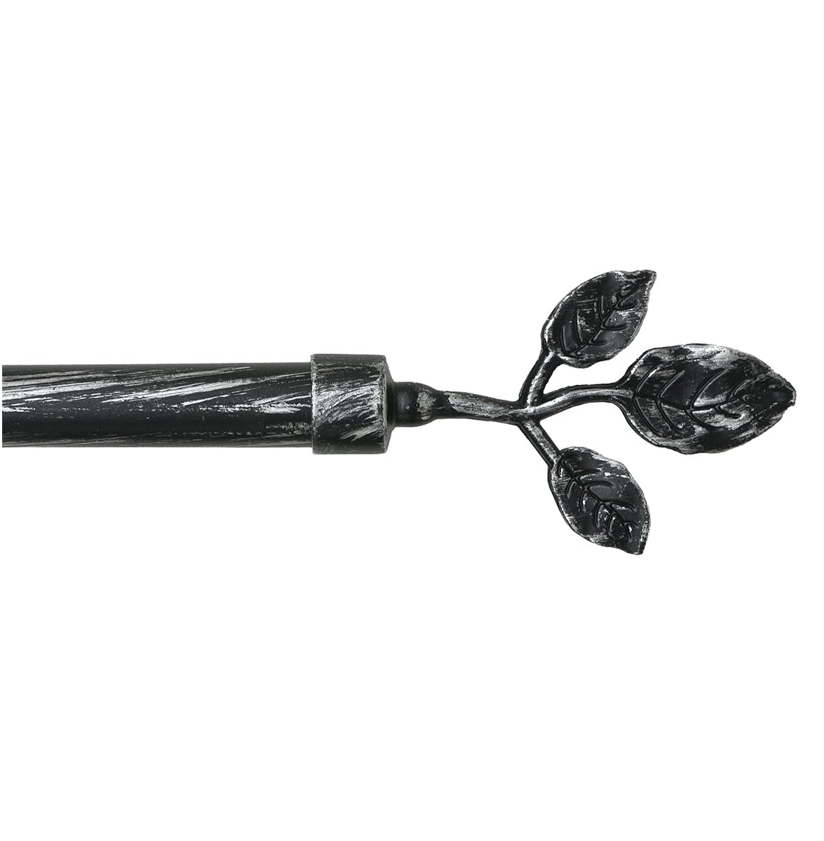 Bastone Tenda Ferro Estendibile Asta Scorritenda mod.​BASTONE TENDA FOGLIE 160-​300 NERO ARGENTO