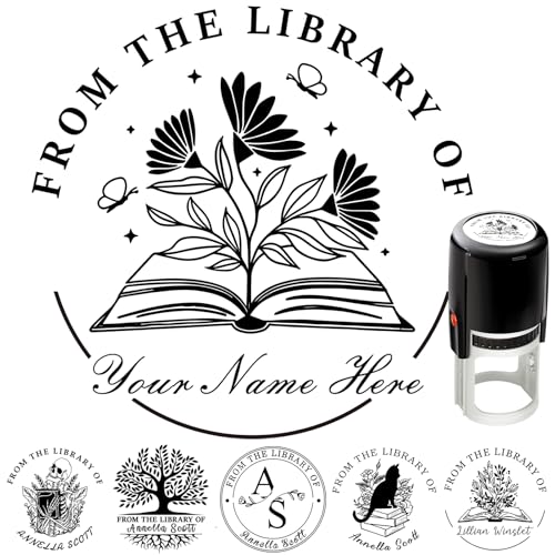 Book Embosser Personalized from The Library of Embosser Custom Stamp Self Inking 4 Color and Font Choices Ex Libris