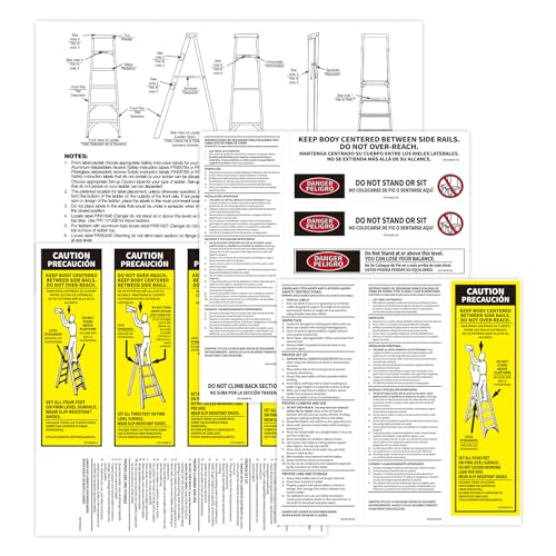 10 Pcs 300 LB Step Ladder Safety Stickers for Werner Fiberglass Stepladder