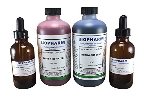 Eosin Y 0.5% (W/V) And Methylene Blue 1% (W/V) Aqueous Solution 2-Pack: 250 Ml (8.4 Fl Oz) Of Each With Bonus Dropper Bottles #TOP18