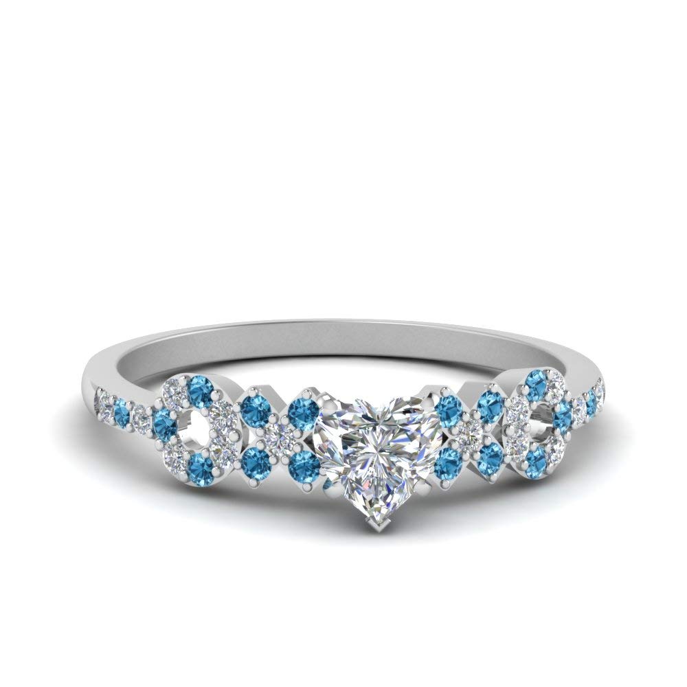 Choose Your Gemstone Beautiful XO Design Diamond CZ Ring 925 Sterling Silver Heart Shape Side Stone Engagement Rings Lightweight Office Wear Everyday Gift Jewelry US Size 4 to 12