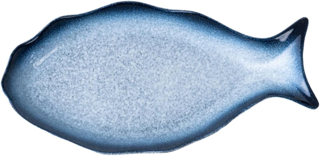 VALICLUD Ceramic Fish Shaped Serving Platter Steaming Plate for Fish Creative Kitchen Tableware for Home Cooking and Restaurant Use
