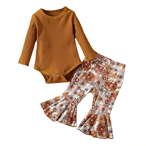 Toddler Baby Girls Letter Outfits Set Long Sleeve Tops + Leopard Bell Bottom Pants Autumn Clothes