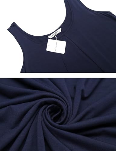 Ekouaer Womens Sleeveless Nightdress Maxi Nightgowns Long Sleepshirt Summer Tank Sleepwear Navy Blue Medium #TOP5