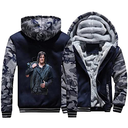 WENHUI Sweat à capuche pour homme avec sweat zippé doublé polaire - The Walking Dead (Daryl) imprimé épais hiver chaud Sherpa Cardigan JacketHoodies(Color:A,Size:XL) Cover