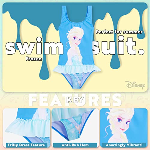 Image of Disney Girls One Piece Swimming Costume, Comfortable Stretchy Swimsuit - Girls Gifts