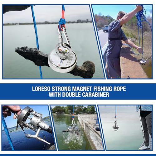 Magnet Fishing Rope with Carabiner - 1200 lb Strength, 1/3 Inch - 65ft by LSR LORESO - Used condition - Image 7