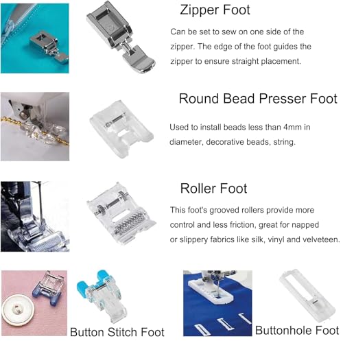 ALAMSCN 14pcs Presser Feet Set Low Shank Adapter Universal Presser Foot Holder for Brother Singer Janome Babylock Kenmore Sewing Machine Use