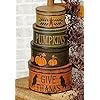 Primitive Autumn Boxes Harvest Fall Round Stacking Storage Set of 3 Rustic for Home Kitchen Decor
