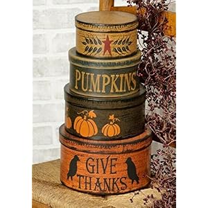 Primitive Autumn Boxes Harvest Fall Round Stacking Storage Set of 3 Rustic for Home, Kitchen Decor Primitive Autumn Boxes Harvest Fall Round Stacking Storage Set of 3 Rustic for Home Kitchen Decor