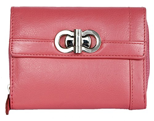Portefeuille en cuir rose compact idéal pour vos sorties et l'organisation du quotidien