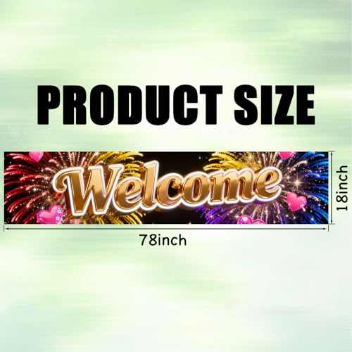 Image of Nuxovilar Welcome Home Banner Golden 3D Letter 17.7x78.7 Polyester | Welcome poster photo backdrop reunion decoration banner hanging porch entryway parlor (Golden Letter)
