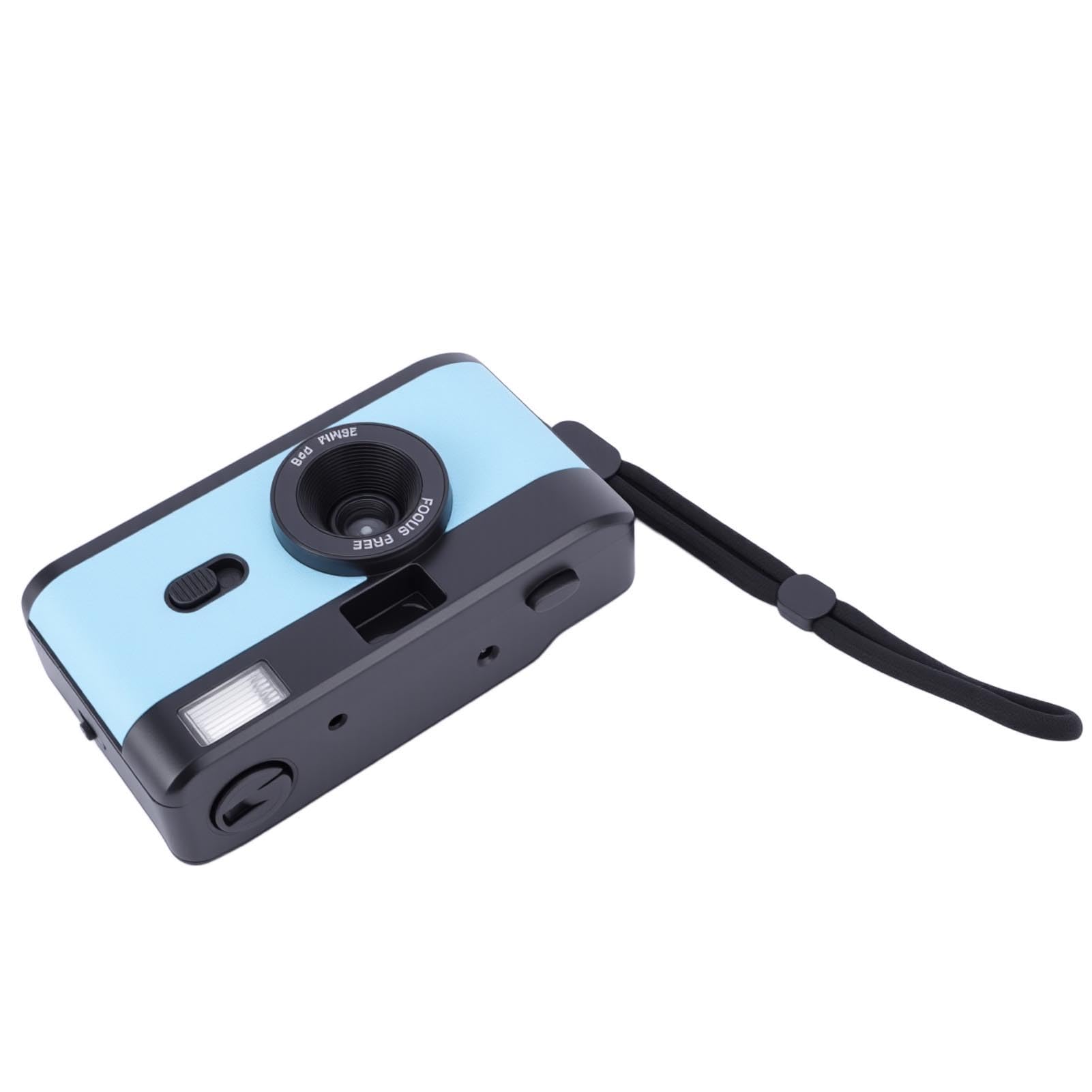 Akozon Kamera Filmowa 35 Mm, Obiektyw 28 Mm F/8, Czas Otwarcia Migawki 1/120 S, Kamera Filmowa Retro z lampą błyskową i 27 Kolorowymi Filmami (Czarno-niebieski)