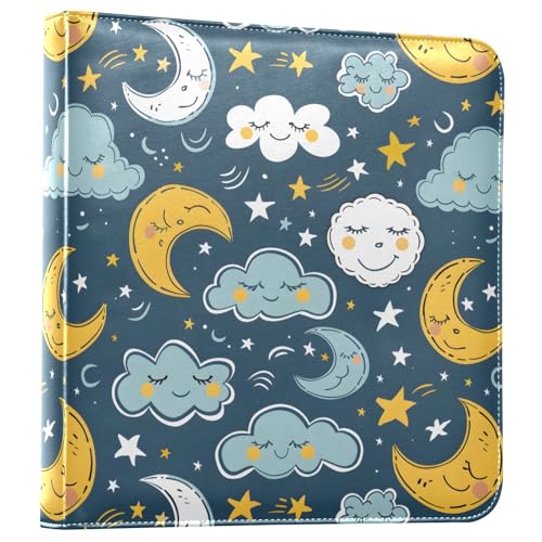 JIPONI Moon Movement Stars Large Photo Album, DIY Leather Cover Scrapbook Albums for 4x6 5x7 6x8 Pictures, Self Adhesive Memory Book for Wedding, Baby, Family