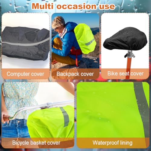 Fahrradkorb Regenschutz fahrradkorb, 2-Pack Fahrrad Korbabdeckung Regenschutz mit Fahrradbezug schwarz wasserdicht überzug für fahrradkorb (Reflektierendes Grün)