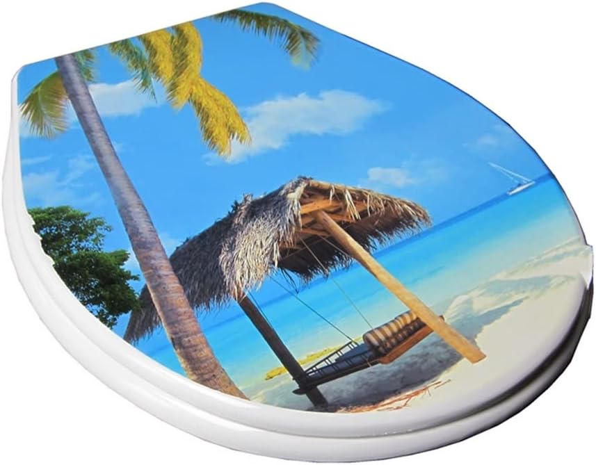 Toilet Lid Seaside Standard Pattern PP Seat Cover Set 17" Bathroom Universal Accessories
