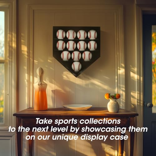 J JACKCUBE DESIGN Baseball Display Frame Case with 12 Balls Holders Shadow Box Wall Cabinet Organizer Shelf for Home Run Autographed Collection Memorabilia Ball- MK953A