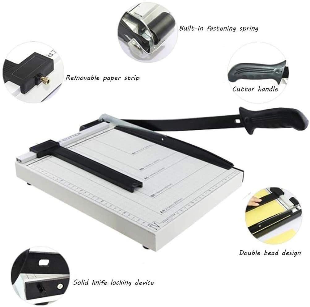 Papierschneider, Papierschneidemaschine, Papierschneider, Fotos, Schneidemesser, A4-Papierschneidemaschine, 12-Zoll-Papierschneider mit automatischer Sicherheitsvorkehrung (Silber)
