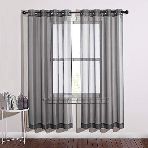 Image of NICETOWN Sheer Voile Window Curtains - Elegant Soft Sheer Window Treatment Home Decorations for Nursery /Bedroom /Office (54 inch W x 72 inch L, Dark Grey, 2 Panels)