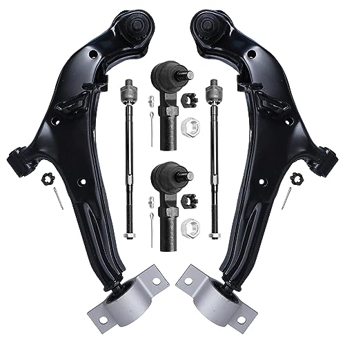 Image of Detroit Axle - 6pc Front End Suspension Kit for 2000-2003 Nissan Maxima, 2000-2001 Infiniti I30, 2002-2004 I35, 2 Lower Control Arms w /Ball Joints 4 Inner & Outer Tie Rods Replacement