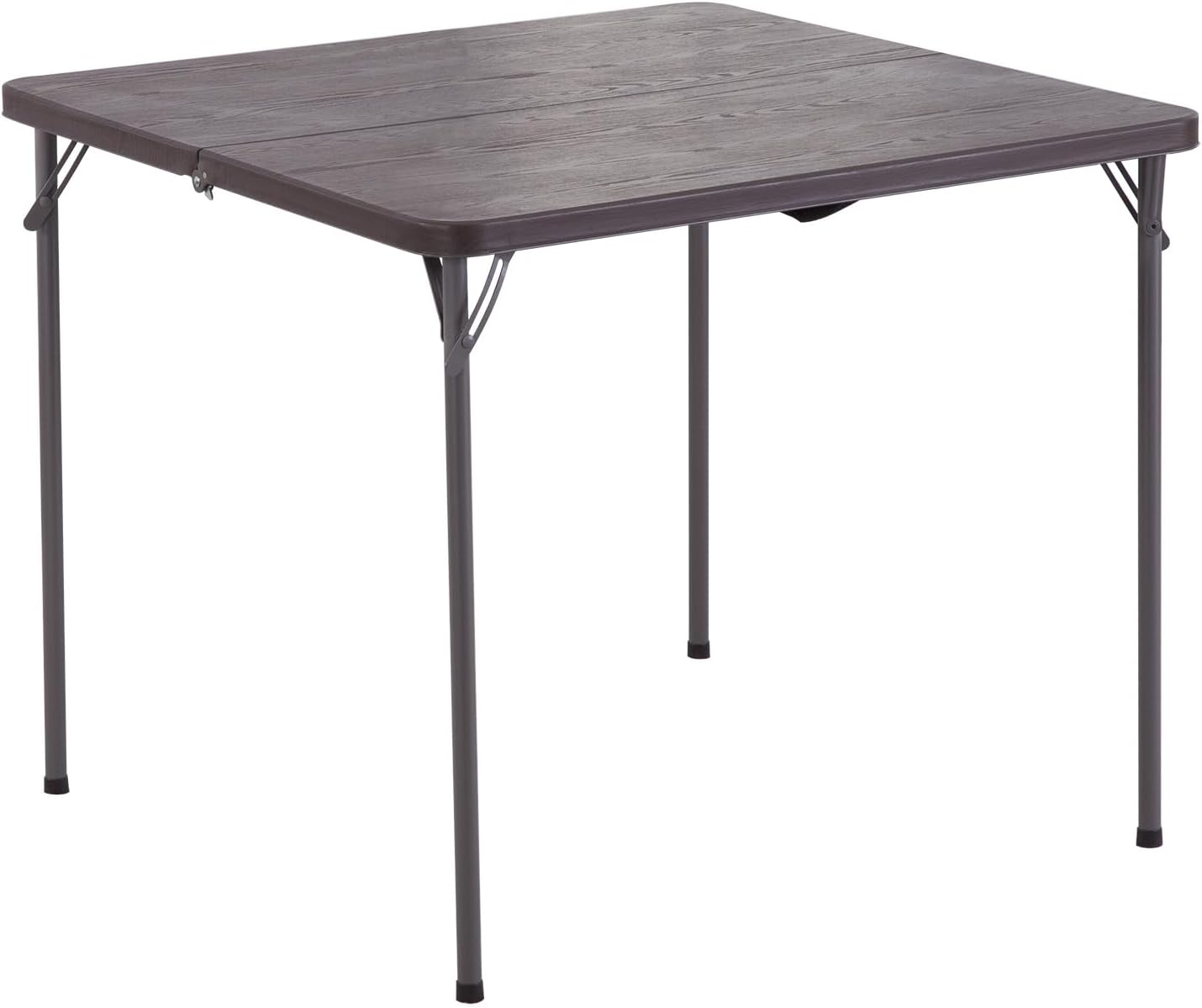 34" Square Folding Card Table, Plastic Folding Tables, Portable Fold Up Table w/Handle, Bearing 330 Lbs, Indoor and Outdoor Bi-Folding Table for Picnic, Party, Camping, Coffee Woodgrain
