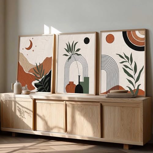Image of kotart Boho Painting Wall Art Home Decoration Paintings With Frame For Living Room Bed Room Hotel Wall Decor Digital Reprint Set of 3 (10X13 inch)
