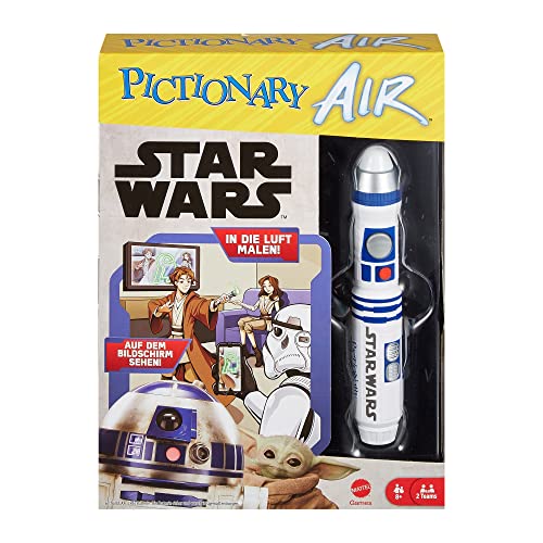 Mattel Games HHM49 - Pictionary Air Star Wars (deutsche Version), Scharade, Zeichen-Spiel zum Verbinden mit dem Smartphone oder Tablet, Familien-Spiel für Erwachsene und Kinder ab 8 Jahren