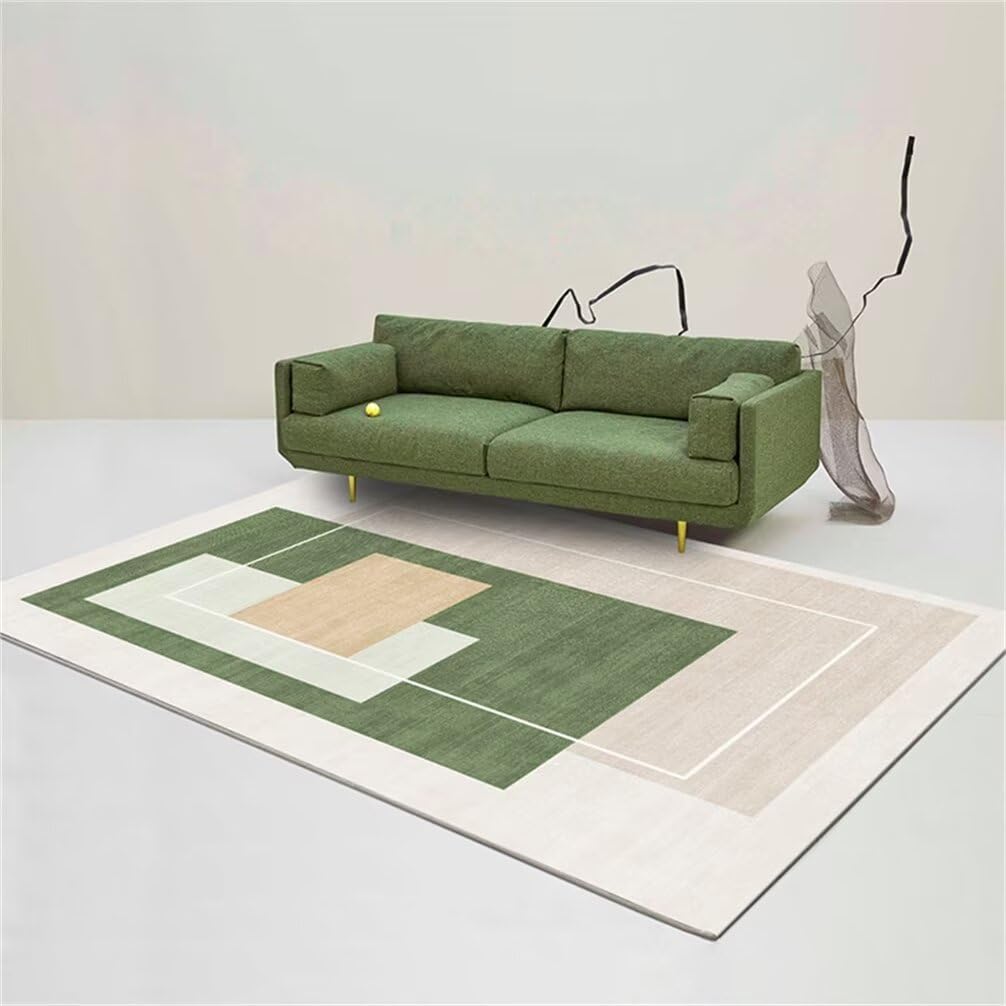 Tapis chambre bebe fille 200x200cm vert et doux, facile à nettoyer