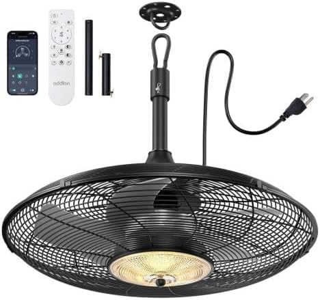 addlon 20'' White Ceiling Fan with Light and 20'' Black Outdoor Ceiling Fan Bundle