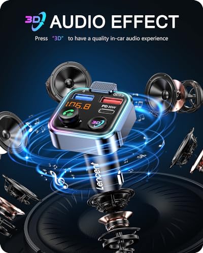 LENCENT Bluetooth 5.3 FM Transmitter, Wireless Radio Adapter Car Kit