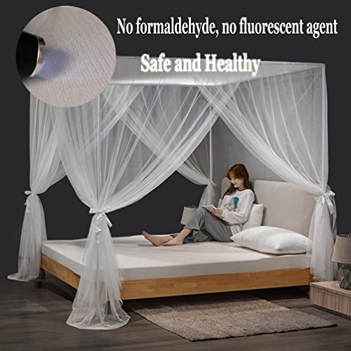 Moustiquaire à 4 poteaux d'angle avec support pour lit double et king size